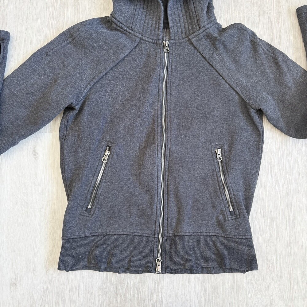 Lululemon Scuba Hoodie II Full-Zip Heathered Charcoal Grey 6 Women Pleated RARE - Picture 7 of 11